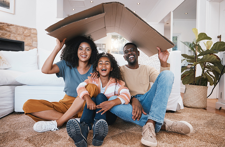 Family moving into a home.